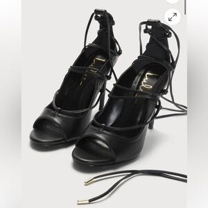 NWT Lulu's Elegant Black Lace-Up Heels